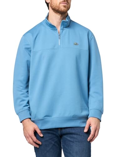 Lacoste Men's Zip Neck Cotton Blend Sweatshirt, Abyss Blue, Small